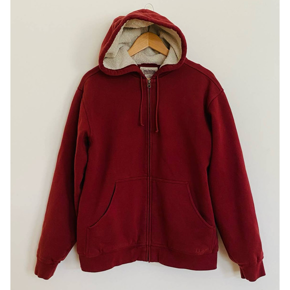 L.L. Bean Mens Katahdin Iron Works Heavyweight Hooded Sherpa Cotton Sweatshirt - Picture 4 of 10